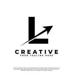 Initial Letter L Artistic Creative Arrow Up Shape Logotype. Usable for Business and Branding Logos.