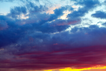 Varicolored sky . Colorful heaven in the evening