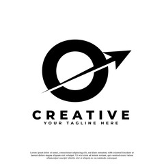 Initial Letter O Artistic Creative Arrow Up Shape Logotype. Usable for Business and Branding Logos.