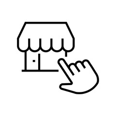Finger Tap the dot vector line icon, Select the online store, tap, perfect icons. Editable stroke, isolated icons