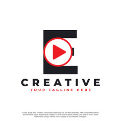 Naklejka premium Creative Modern Play Letter E Icon. Music and Video Logo Element. Usable for Business and Technology Logos.
