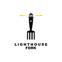 lighthouse and fork vector logo design