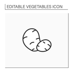 Potato line icon. Spuds. Edible plant. Vegetarian, healthy nutrition. Health benefits. Agriculture concept. Isolated vector illustration. Editable stroke