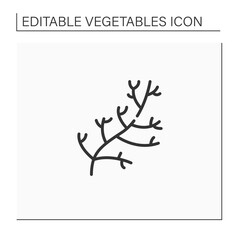 Dill line icon. Special species for dishes. Improve food taste. Dietary food. Vegetarian, healthy nutrition. Health benefits. Agriculture concept. Isolated vector illustration. Editable stroke