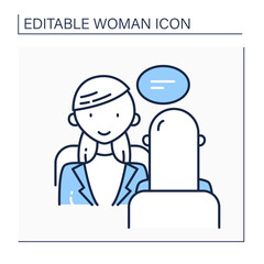 Mentor line icon. Communication,help and advice to professional skills development. Motivation speech. Successful work concept. Isolated vector illustration.Editable stroke