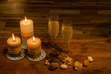 キャンドル　Photo of candlelight on the table 