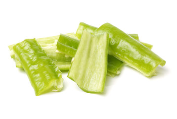 fresh green bell pepper slice (capsicum) on a white background