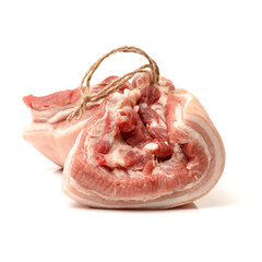 Pork belly on white background