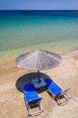 Fabulous Porto Roma sandy beach. It is situated on Vassilikos peninsula on the south east coast of Zakynthos island, Greece.
