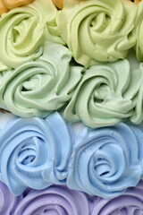 Flower cream on top of beautiful cake