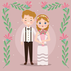 wedding couple and flowers