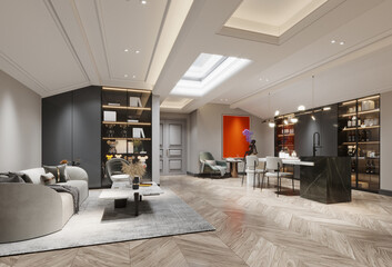 3d render of modern office, working room