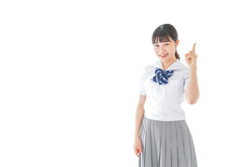 案内をする笑顔の女子学生