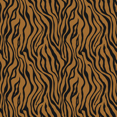 Tiger monochrome seamless pattern. Vector animal skin print. Fashion stylish organic texture.