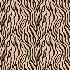 Tiger monochrome seamless pattern. Vector animal skin print. Fashion stylish organic texture.