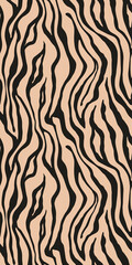 Tiger monochrome seamless pattern. Vector animal skin print. Fashion stylish organic texture.