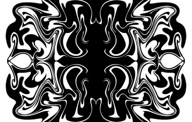 Obraz premium Black and White marble vector texture. Abstract symmetric liquid wavy background.