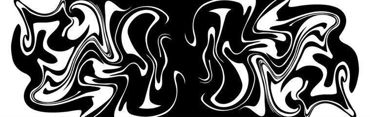 Black and White marble vector texture. Abstract symmetric liquid wavy background.