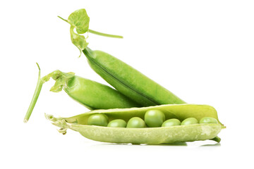  Fresh peas isolated on white background 
