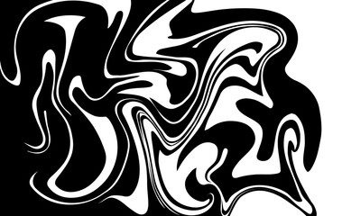 Monochrome marble vector texture. Abstract liquid wavy background. Optical illusion motion striped 3d effect.