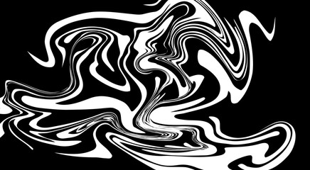 Monochrome marble vector texture. Abstract liquid wavy background. Optical illusion motion striped 3d effect.
