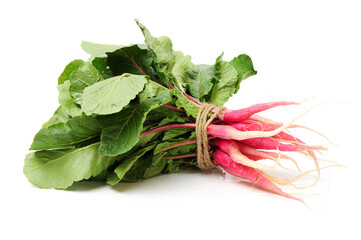 Fresh radishes isolated on white background 