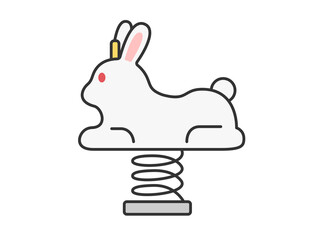 うさぎのスプリング遊具のイラスト