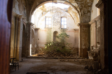 Fototapeta na wymiar interior of the church of Craco, Italy