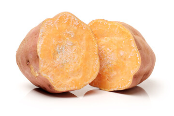 sweet potatoes on the white background