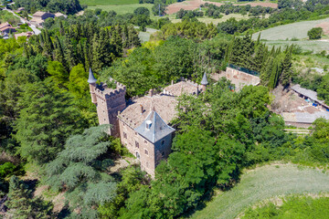 Fototapeta na wymiar Perafita Castle of Romanesque style is documented in the thirteenth century, in the Osona region of the province of Barcelona. Spain