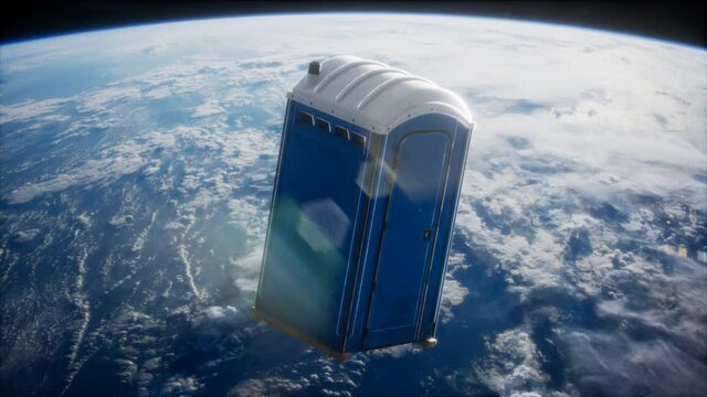 Portable street WC toilet cabin on Earth orbit
