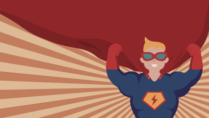 Retro illustration of superman on radiological background.
