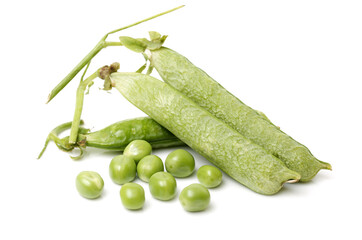 Fresh peas isolated on white background