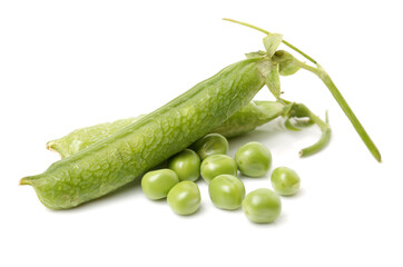 Fresh peas isolated on white background