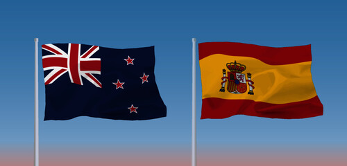 スペインとニュージーランドの国旗