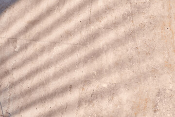 Tropical palms shades texture on beige natural stone wall. Minimal trendy abstract concrete texture background for cosmetic product presentation.