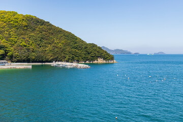 Landscape of local fishing port in shonai peninsula, mitoyo city, kagawa, shikoku, japan
