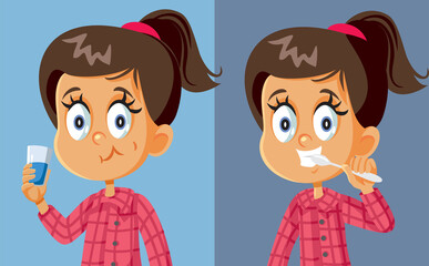 Little Girl with Good Oral Hygiene Habits