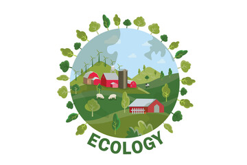 flat illustration environmental protection logo to use wind energy to generate electricity to make the world a better place