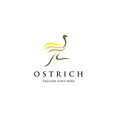 running ostrich logo icon vector template
