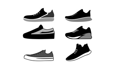 package set template sneaker shoe vector