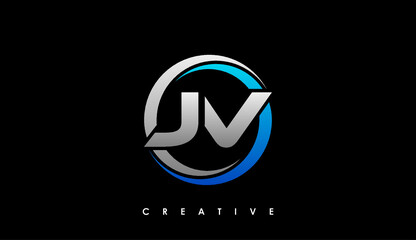 JV Letter Initial Logo Design Template Vector Illustration - obrazy, fototapety, plakaty