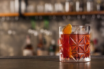 Drink Negroni in a bar environment