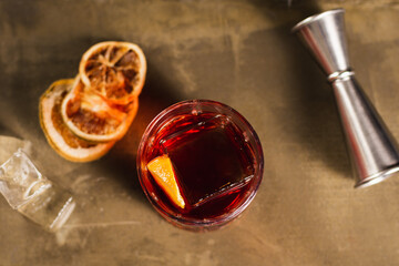 Drink Negroni in a bar environment
