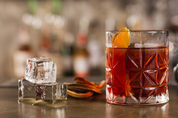 Drink Negroni in a bar environment