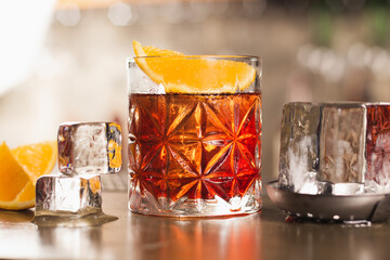 Drink Boulevardier in a bar environment