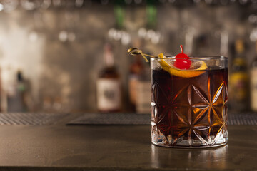 Black Russian drink in a bar environment