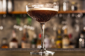 Espresso Martini drink in bar setting