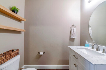 Mirror with a sink in a bathroom