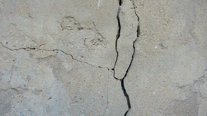 Gray background of the wall with cracks